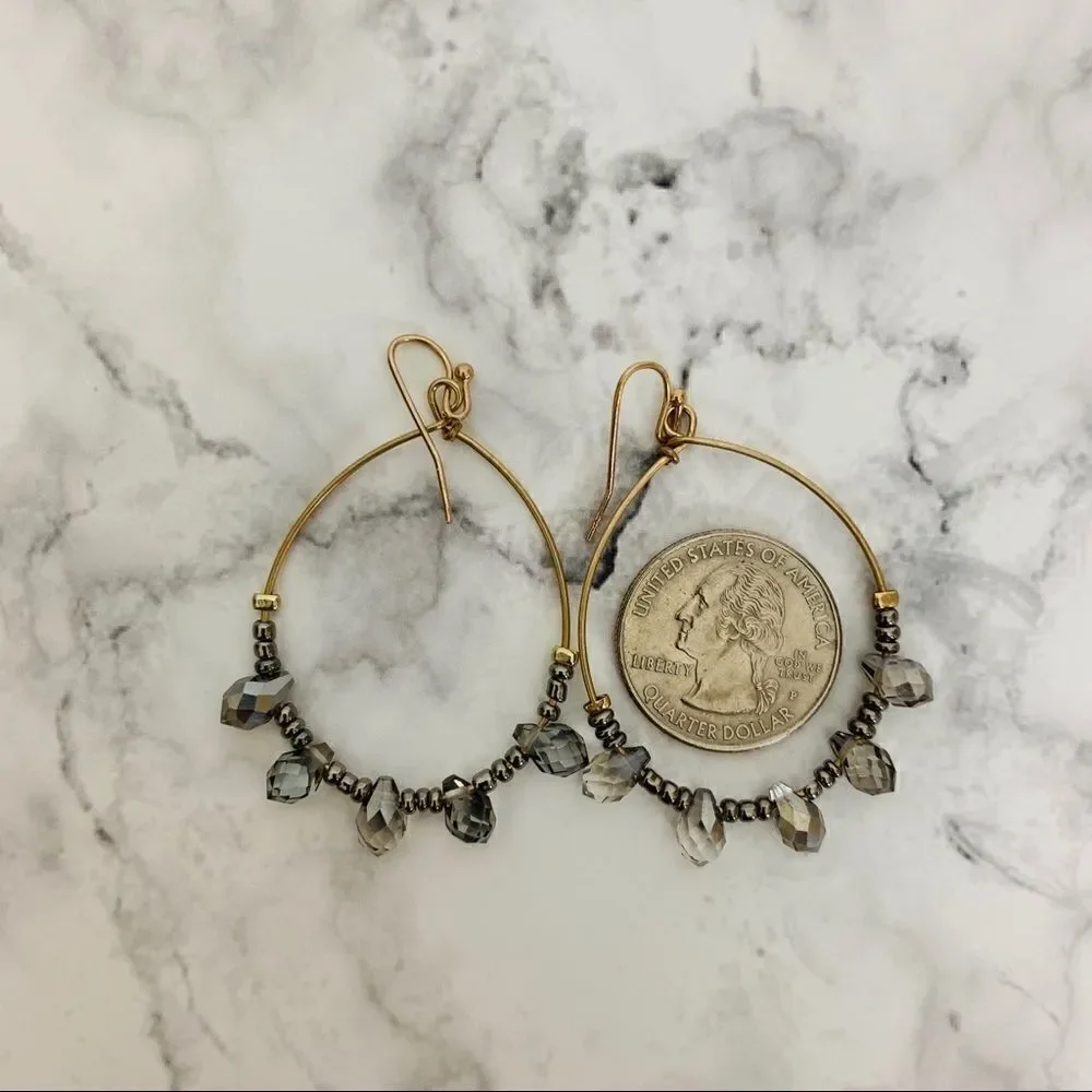 Crystal & Seed Skinny Hoop Earrings
